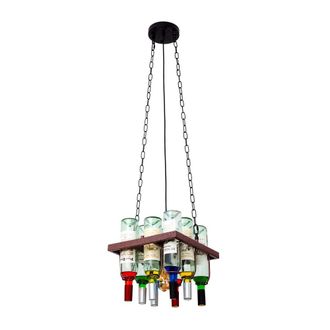 Fabrilamp Fabrilamp - Lampara Colgante Bodega 1xe27 Marron Rustico 8 Botellas De