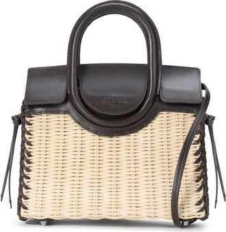 Staud Mini Maude Wicker Top Handle Bag in Natural/espresso at Nordstrom