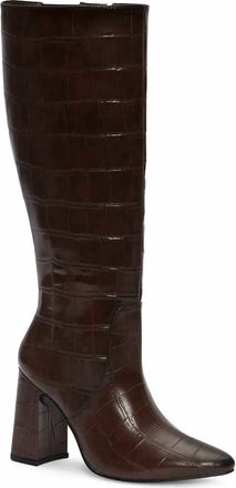 Andrea Womens Crocodile-Embossed High Boot In Brown