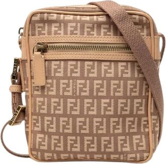 Fendi Pre-owned Canvas Crossbody Bag - Dames - Vintage Schoudertas - Beige - ONE Size - Leer - Vintage