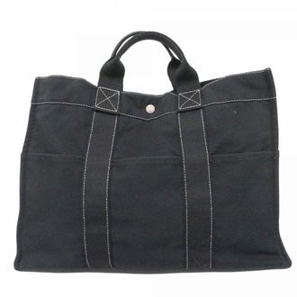 Herm&egrave;s Black Canvas Tote Bag (Pre-Owned)