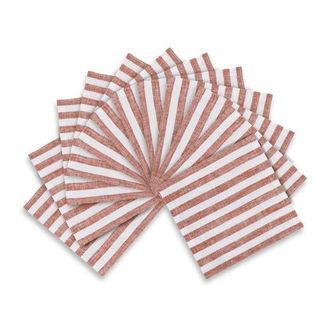 Solino Home Linen Cocktail Napkins - Amalfi Stripe, 6 x 6 in Cinnamon And White at Nordstrom, Size Small