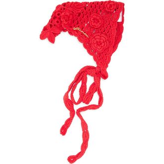 Ganni Crochet Head Scarf in Goji Berry at Nordstrom
