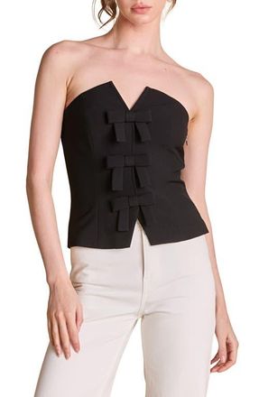 endless rose Bow Detail Bustier Top in Black at Nordstrom, Size Medium
