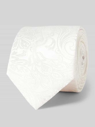 Olymp Seidenkrawatte mit Motiv-Stitching in Ecru, Gr&ouml;&szlig;e 1