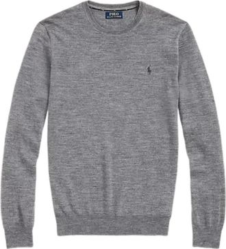 Ralph Lauren Truien & Vesten, Heren, Grijs, L, Wol, Slim Fit Wasbare Wollen Trui Lichtgrijs