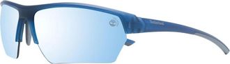Timberland Accessoires, Heren, Blauw, ONE Size, Blauwe Half-Rim Gepolariseerde Rechthoek Zonnebril