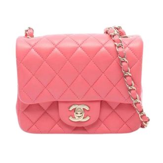 Chanel Pre-owned Mini Matelasse Lamsleer Schoudertas - Dames - Pre-owned - Roze - Maat: ONE Size Leer