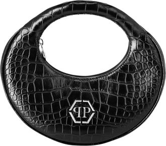 Philipp Plein Tassen, Dames, Zwart, ONE Size, Leer, Moon-Bag