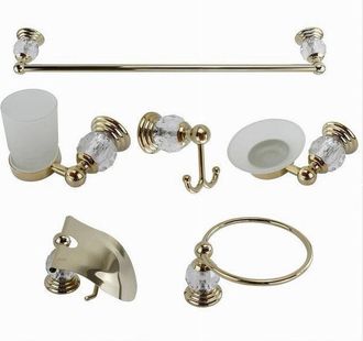 Trade Shop Trade Shop Traesio - Cleafe - Set Bagno 6pz Vetro Intagliato 69202 Porta Asciugamano Rotolo Bicchiere Spazzolino