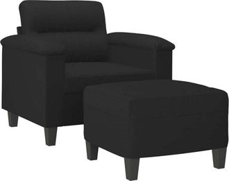 vidaXL Vidaxl - Sill&oacute;n Con Taburete Tela De Microfibra Negro 60 Cm