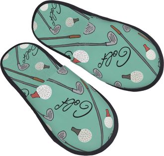 Generic Breathable Fluffy Slipper Golfs Theme Pattern Cotton Slipper Plush Ladies Slippers for Indoor Guest Ladies M