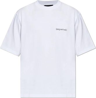 Dsquared2 T-shirt met kleurrijke print - Heren - T-shirts - Wit - L - Katoen - Tops