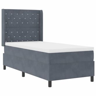 vidaXL Letto A Molle Con Materasso Grigio Scuro 90 X 190 Cm Velluto Vidaxl