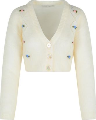 Alessandra Rich Elfenbein Mohair Blend Cardigan