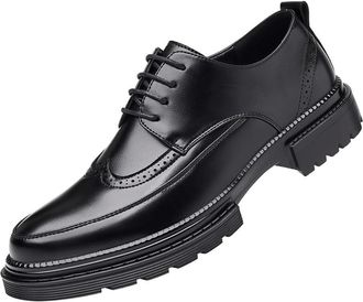 Generic Mens Lace Up Dress Shoes Business Formal Oxfords Versatile Leather Shoes for Suit and Office Wear(7.5) Black