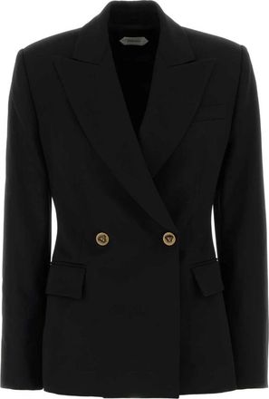 Versace Wool Grain De Poudre Blazer - Dames - Blazers - Zwart - M - Wol - Jassen