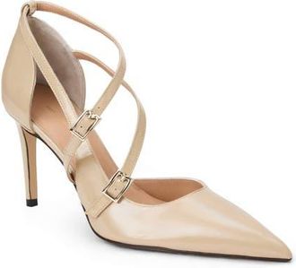 Bruno Magli Primavera Strappy Pointed Toe Pump in Sand Patent at Nordstrom, Size 10.5