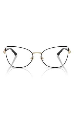 Jimmy Choo London 55mm Cat Eye Optical Glasses in Pale Gold/Black /Demo Lens at Nordstrom