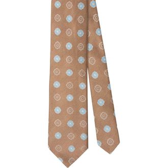 Robert Talbott Robert Blue Flower Jacquard Best of Class Necktie in Orange at Nordstrom, Size Large