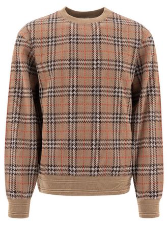 Burberry Cotton Check Crewneck Sweatshirt