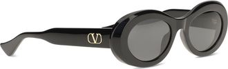 Valentino Garavani VG0057S Oval Recycled Acetate Sunglasses - Black