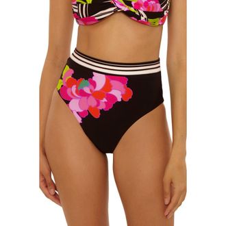 Trina Turk Bougainvillea Reversible High Waist Bikini Bottoms in Multi at Nordstrom, Size 12
