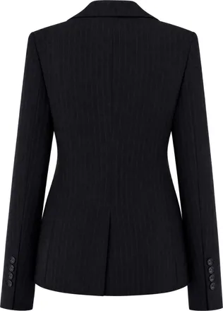 Andamane Womens Pinstripe Single-Breasted Jacket Black-White Cotton Black/white
