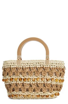 Dune London Dahlia Raffia Bead Detail Tote in Natural at Nordstrom