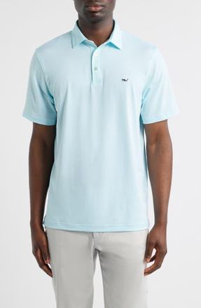 Vineyard Vines St. Jean Stripe Sankaty Performance Polo in White Cap/Turquoise at Nordstrom, Size Xx-Large