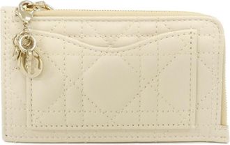 Dior Ivory Leather Coin Purse/Coin Case (Pre-Owned)