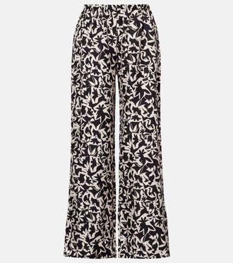 Asceno Loreto printed silk twill wide-leg pants