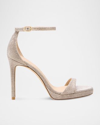 Stuart Weitzman Nudist Metallic Ankle-Strap Platform Sandals