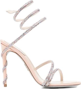 Rene Caovilla Cleo 105 Sandal - Dames - Sandalen met hakken - Roze - 37 1/2 EU - Leer - Schoenen