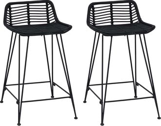 vidaXL Taburete De Bar 2 Uds. Negro 44 X 45 X 76 Cm Rat&aacute;n Y Acero Vidaxl