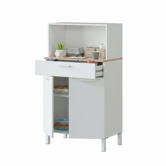 Dmora Armario Multiusos Con Dos Puertas Batientes, Un Caj&oacute;n Y Una Balda, Blanco, 72 X 126 X 40 Cm, Con Embalaje Reforzado - Dmora