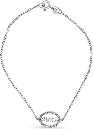 House of Brilliance Silver Diamond Accent MOM Charm Bracelet in White at Nordstrom