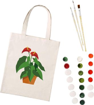 Generic CXINLky Painting by Numbers Canvas Bag, Creative DIY Painting by Numbers Shoulder Bag Handbag with Large Capacity, 10 potted plant, Medium