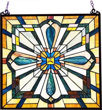 Chloe Lighting ARCHIE Tiffany-Style Mission Stained Glass Window Panel 20 Height