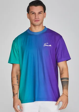 Siksilk Camiseta con degradado de guión verde morado para hombre SikSilk M