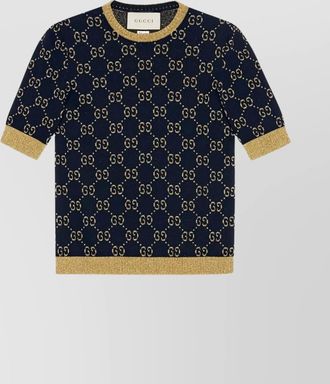 Gucci metallic gg logo short-sleeve knit top