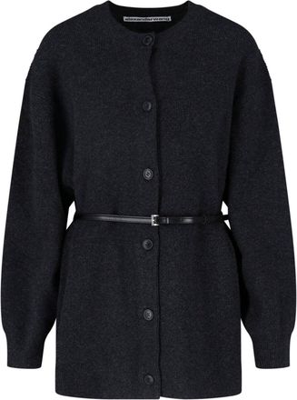 Alexander Wang Ribbed Knit Mini Dress with Adjustable Waist and Button Closure