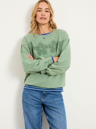 Fat Face FatFace Alex Jade Green Floral Placement Crew Sweat