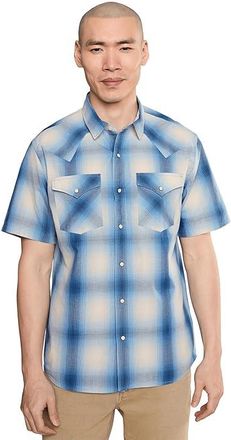 Pendleton Frontier Shirt Short Sleeve Mens Jacket Ivory/Blue Plaid : 2XL, Cotton/Polyester