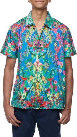 Ranee&rsquo;s Printed Camp Shirt in Blue at Nordstrom Rack, Size Xx-Large