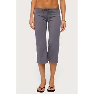 Edikted Milene Contrast French Terry Capris in Charcoal at Nordstrom, Size X-Small