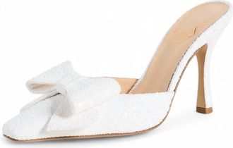 Nalebe Dimante Glitter High Heel Mule Bridal In White