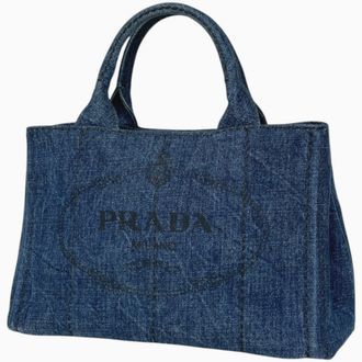Prada Blue Canvas Tote Bag (Pre-Owned)