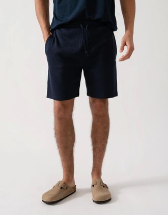 HUGO BOSS Mens BOSS Orange Waffle Mens Cotton Blend Waffle Structure Pyjama Shorts with Embroidered Logo - Dark Blue 403 - Navy - Size: XL