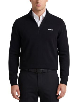HUGO BOSS Half zip trui Boss Green Momentum-X normale fit zwart